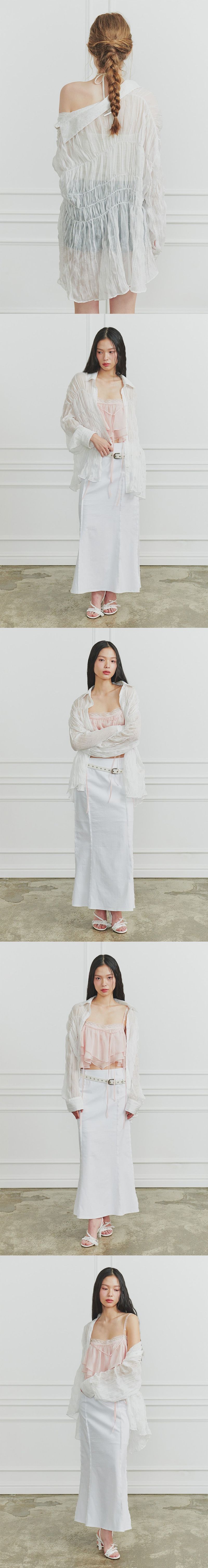 MEMORY SHIRRING SHIRT white