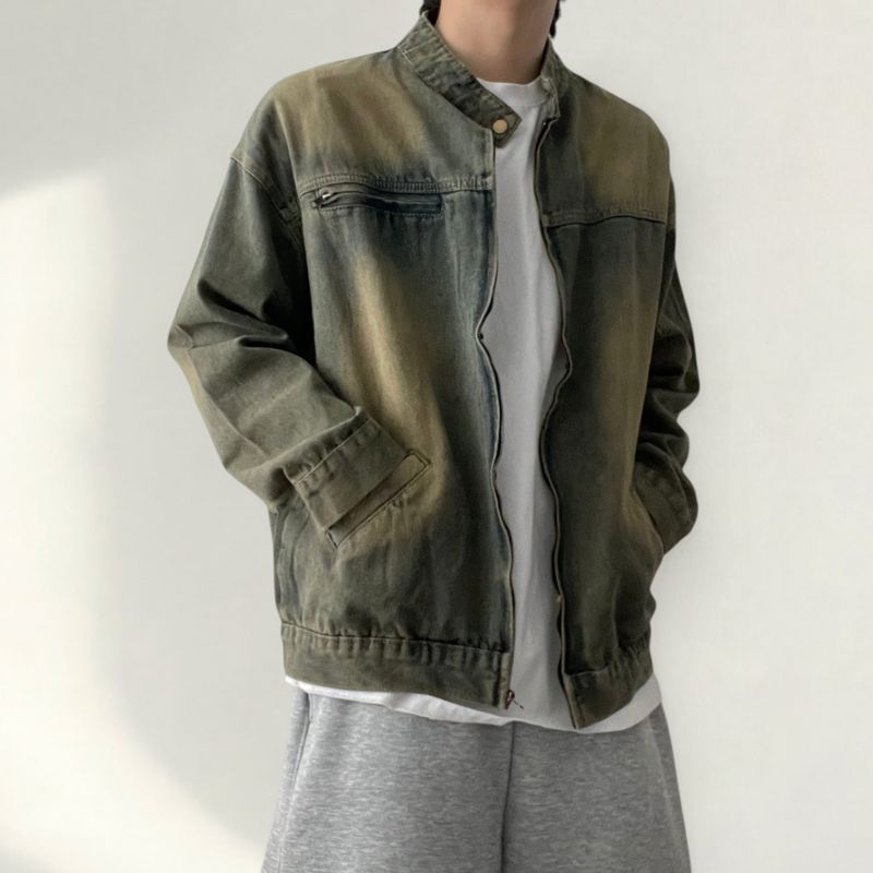 Lark Vintage Washed Zip-Up Denim Jacket