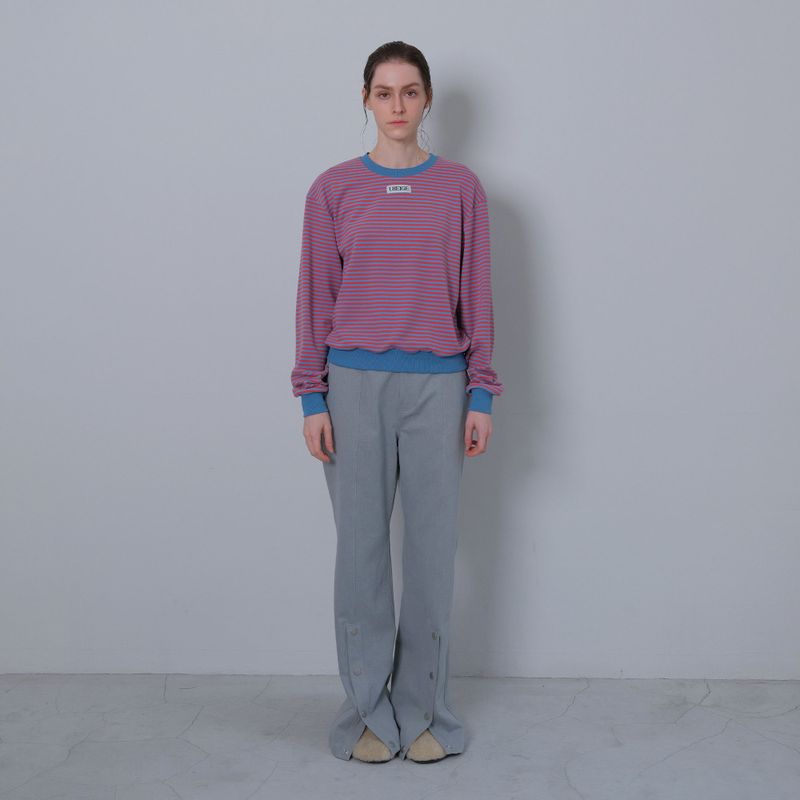 Gray Slit Snap Long Pants