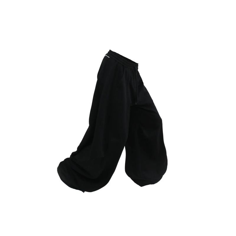 RELABEL('LABEL) detachable pleated solid deconstructed casual wide-leg sweatpants with elastic waist