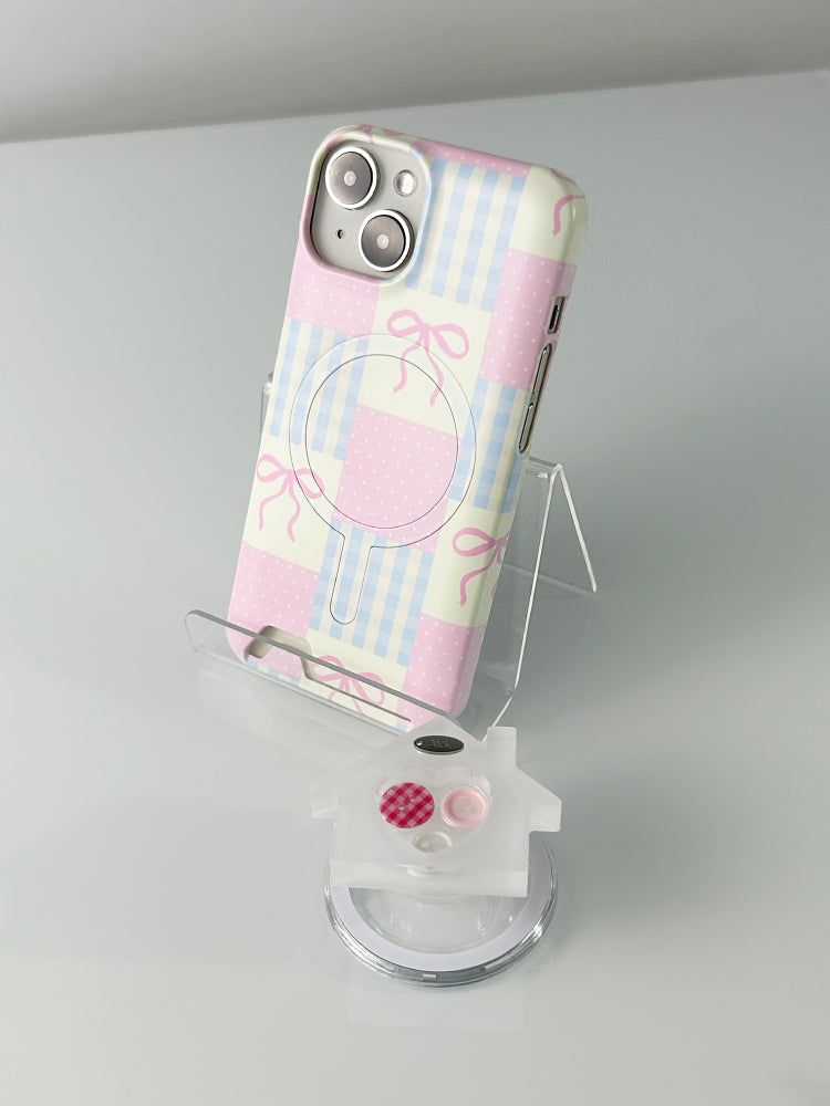 Ribbon Pattern Magsafe Card Hard Case(Pink)