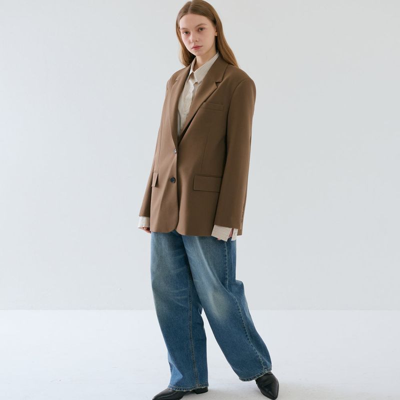 Over-sized Tailored Jacket_Brown