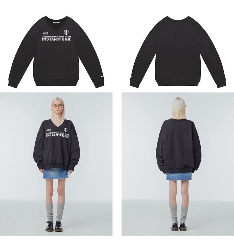 V-neck emblem-print sweatshirt