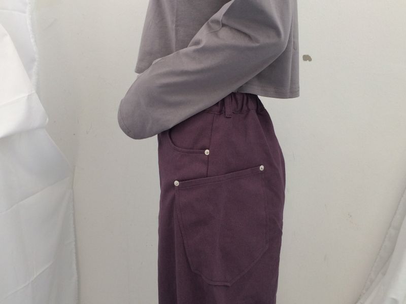 Semi-balloon pocket cotton pants