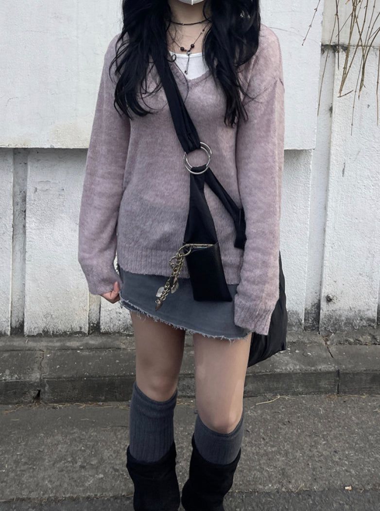 Basic alpaca v-neck knit