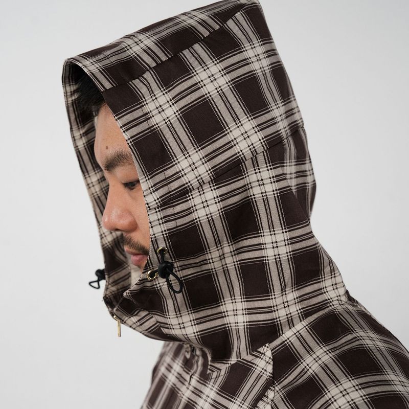 REGULAR CHECK ANORAK (BROWN)