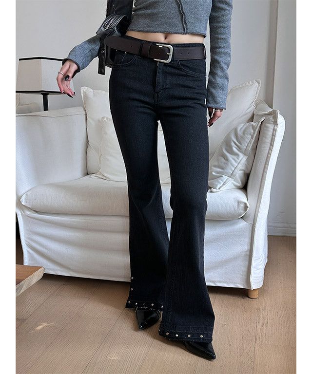 MUZESEOUL(ミューズソウル)の「Stud span boots cut pants(Pants)」