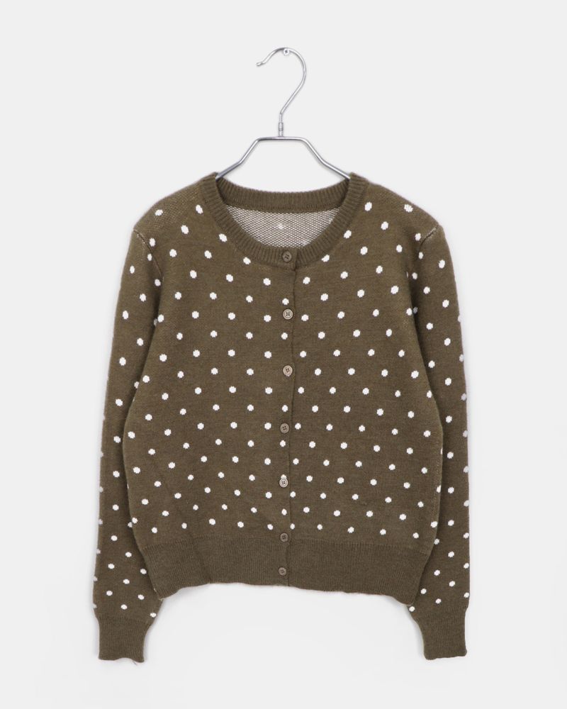 Honi Round-Neck Dot Knit Cardigan