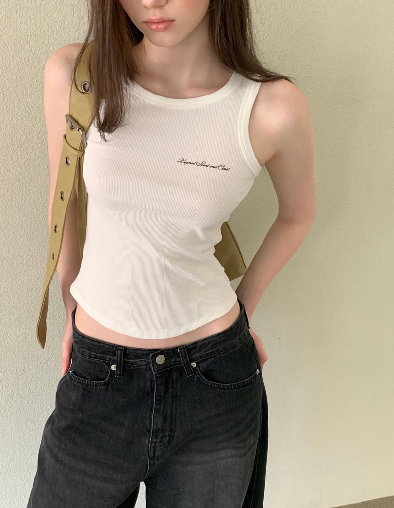 [ORIGINAL] Rocker Lettering Ribbed Sleeveless
