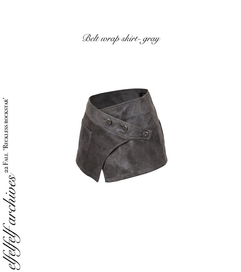 elfelfelf archives（エルフエルフエルフアーカイブ）の「BELT WRAP SKIRT[gray]（Skirts）」