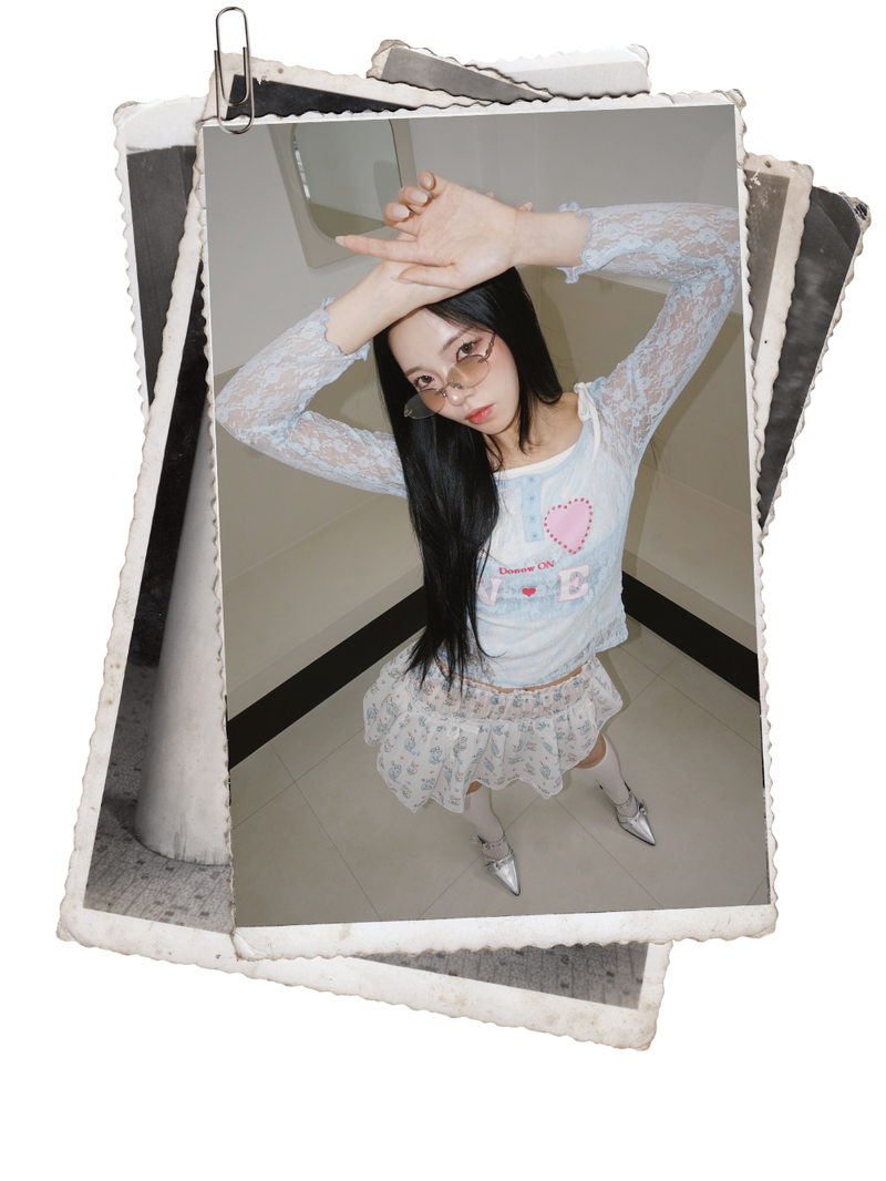 Cat chiffon banding flare mini skirt