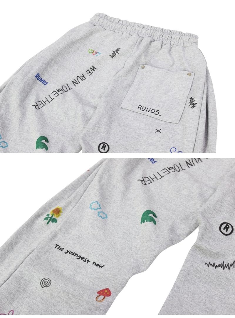 hand drawing side tuck sweat pants (gray)