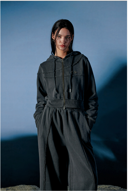 Pigment Cut-Off Hoodie Zip-Up
