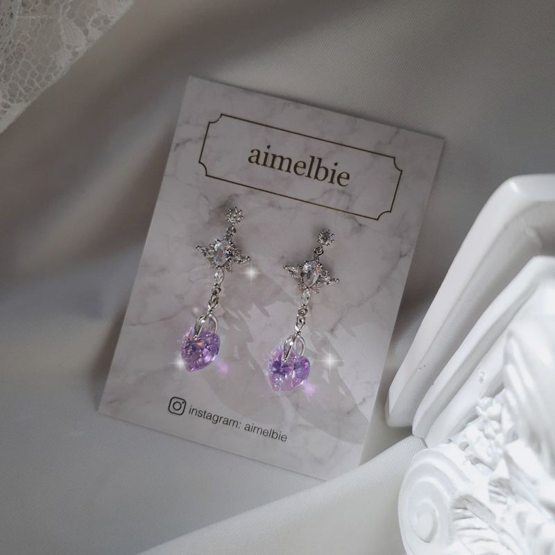 Angelic Heart Crystal Earring - Violet
