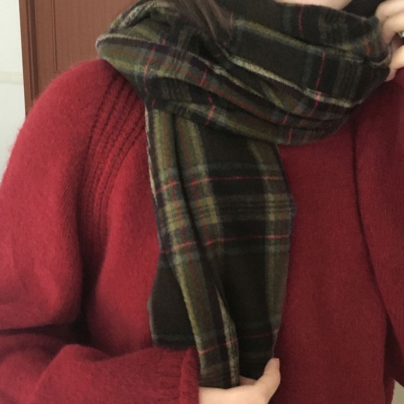 Warmk Vintage Checked Winter Scarf