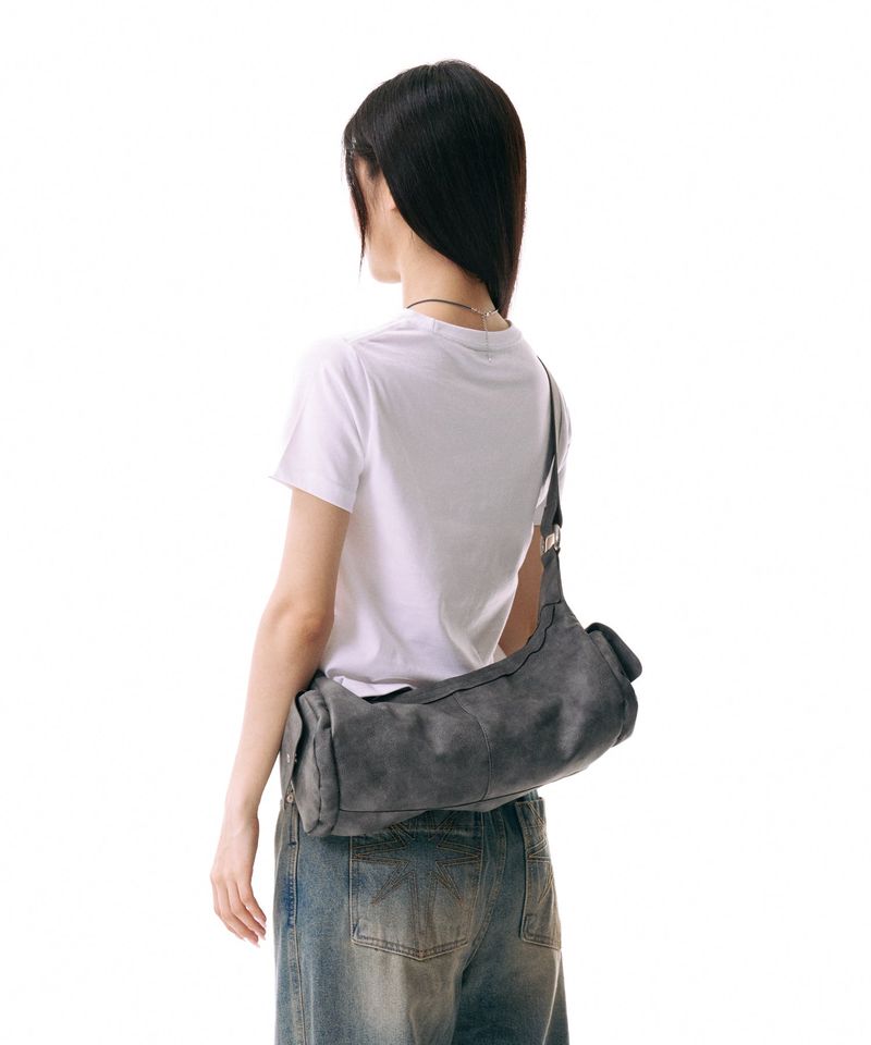 Bumpy Buckle Stone Bag (Gray)