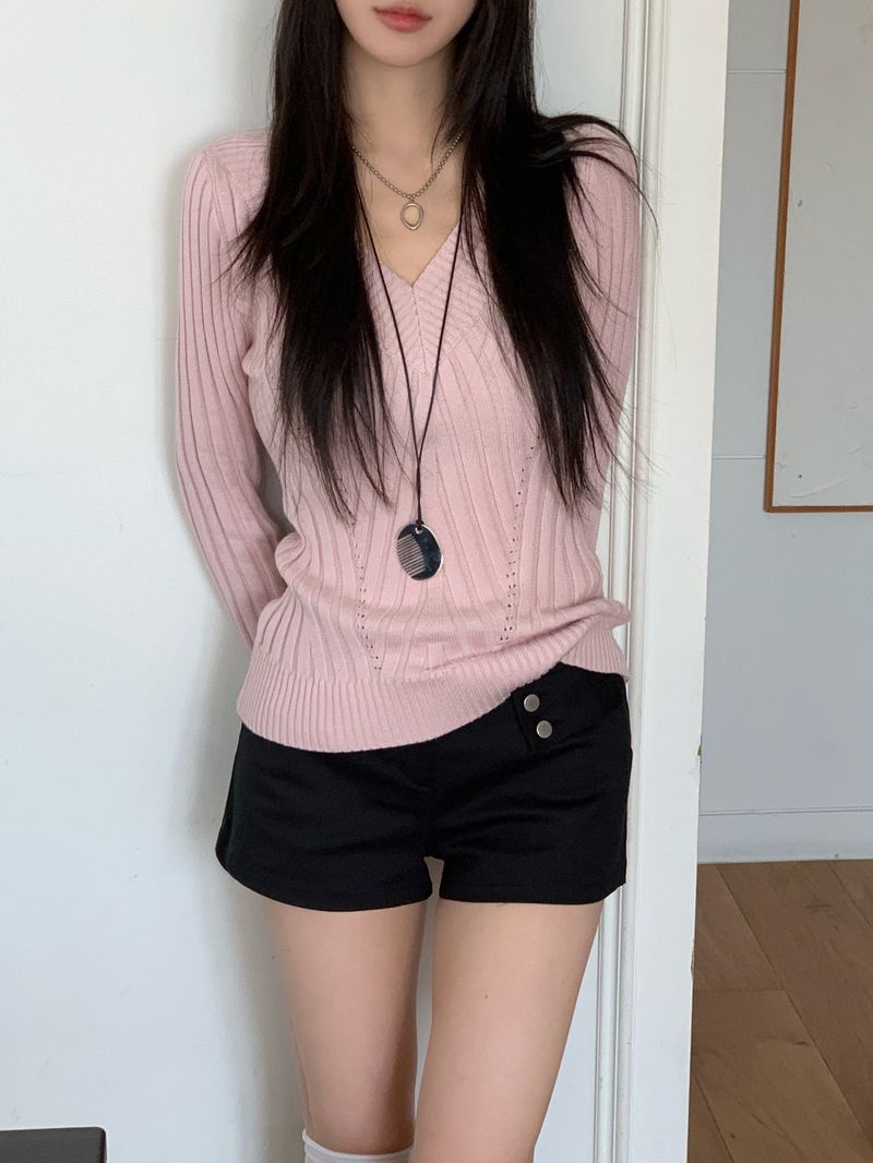 Modern Two Belt Button Bijou Short Pants