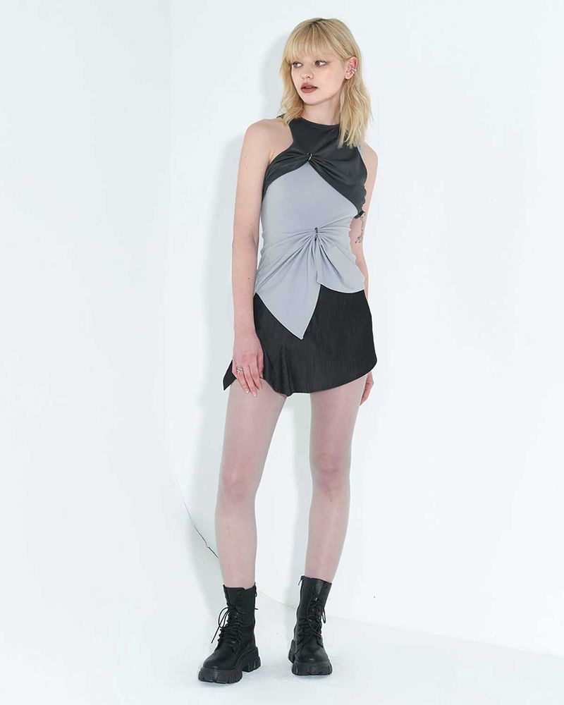 Chain Link Layered Top _ Grey