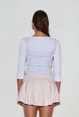 Soft boat neck tee - white