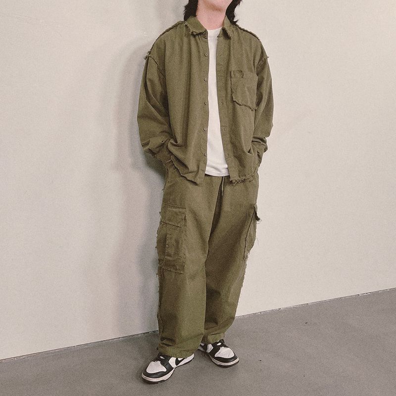grunge plain shirt_khaki