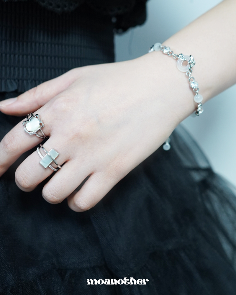Oriental Cubic Round Square Open Ring