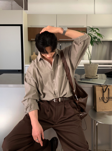 Glass Pigment Basic Cotton Shirt