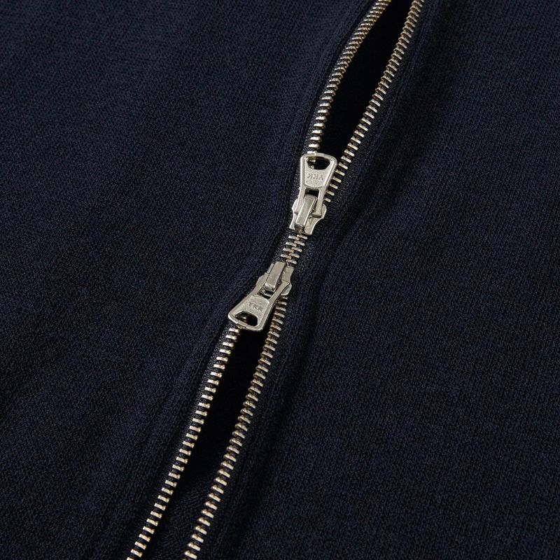 Stripe knit zip-up jacket / Navy