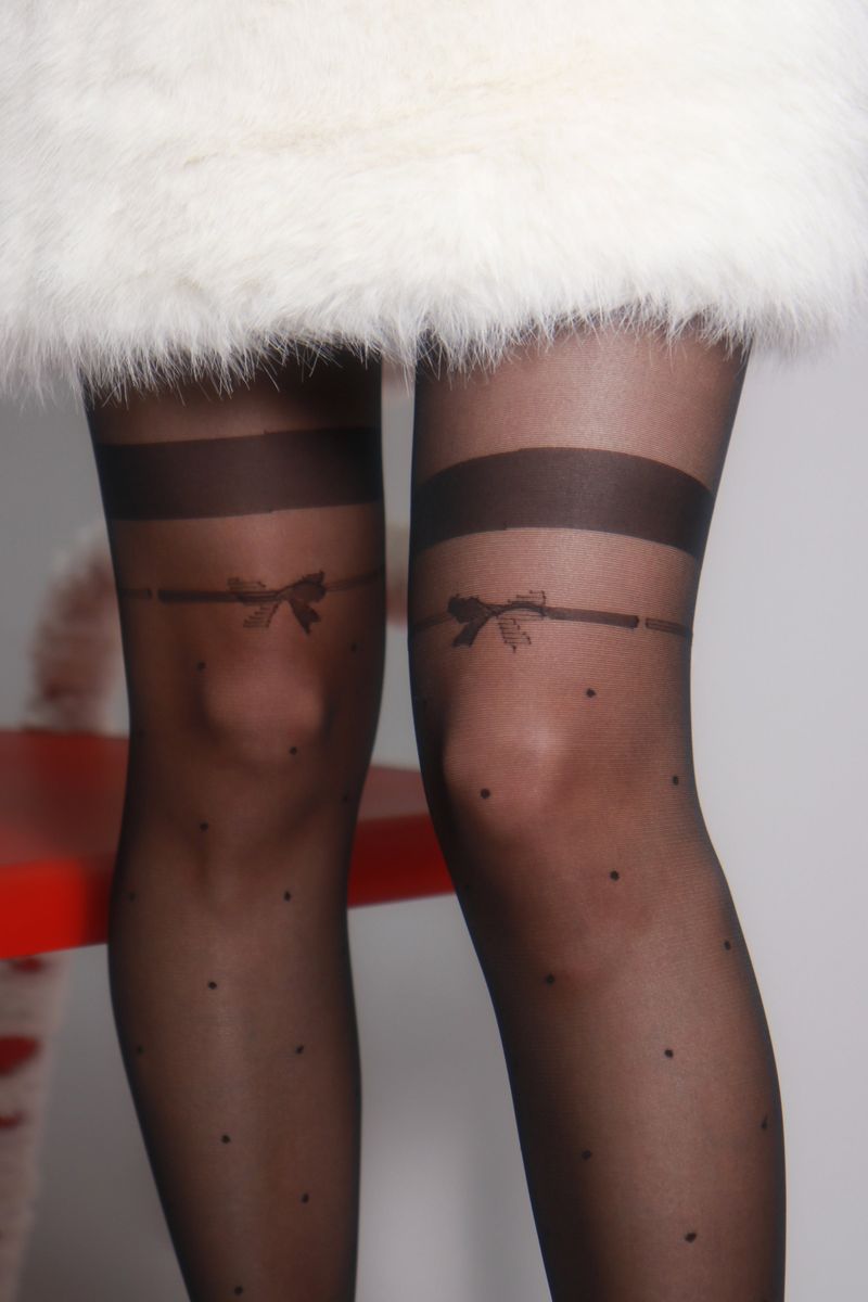 sheer polka dot bow tights
