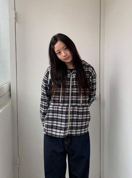 BAON（バオン）の「Harmanne Check Over Hood Zip-Up Jumper（Jackets/Outerwear）」