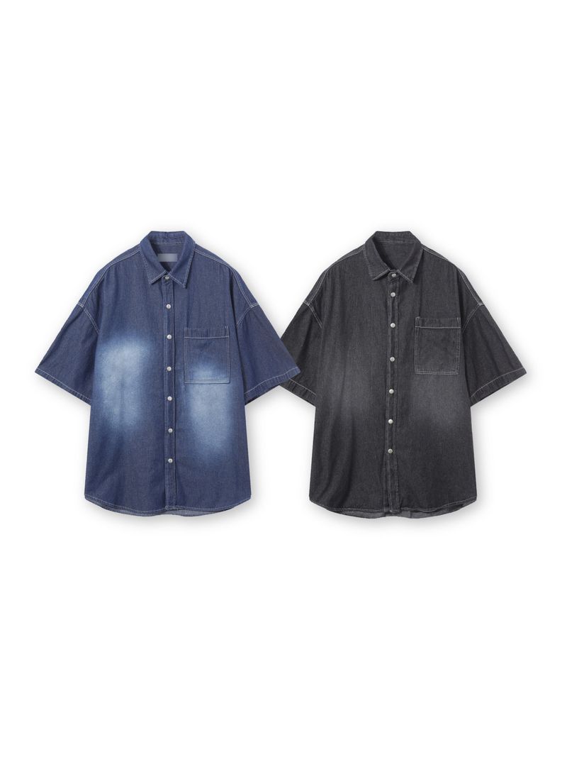 Deep ocean denim set up shirt 2C
