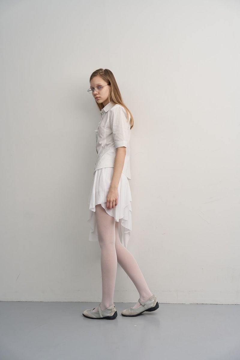  EAZY LAYERED CUT SKIRT-WHITE 