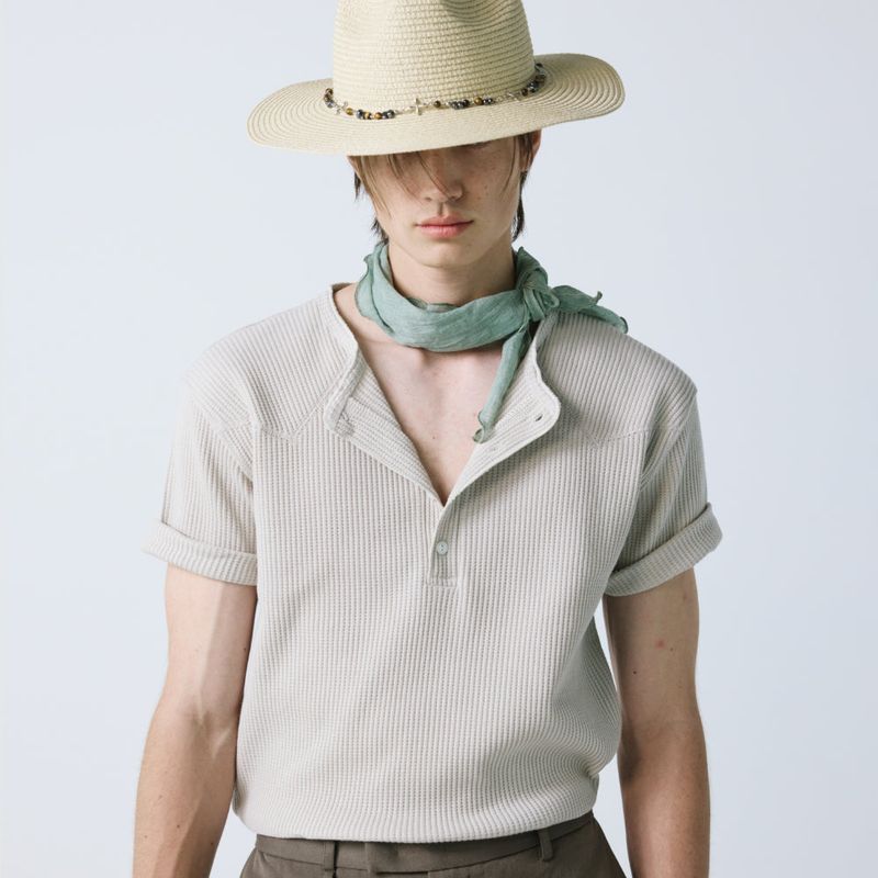 S SY(エスエスワイ)の「western yoke waffle henley neck half sleeve slate(Tops)」