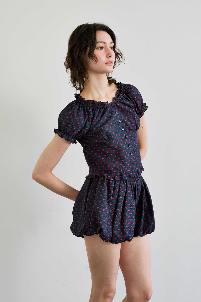 MINI HEART TWO WAY BLOUSE / NAVY
