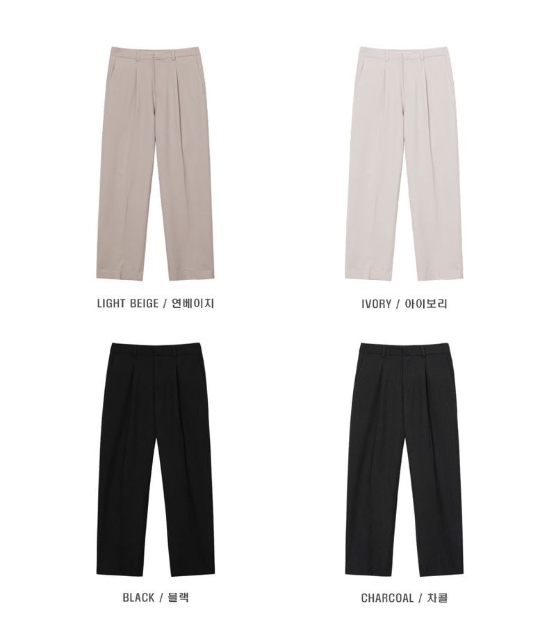 Dot Back-Bend One Tuck Semi-Wide Slacks (4 colors)