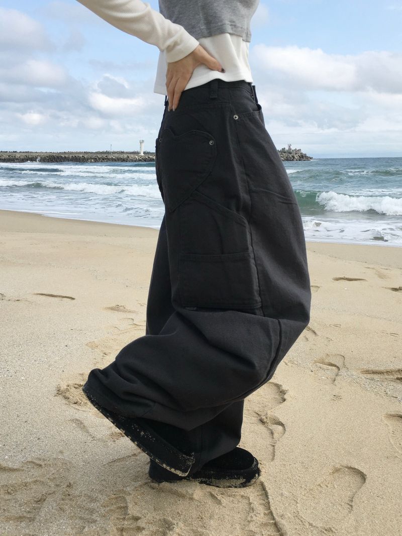 Lovey Heart Cargo Wide Pants (3c)