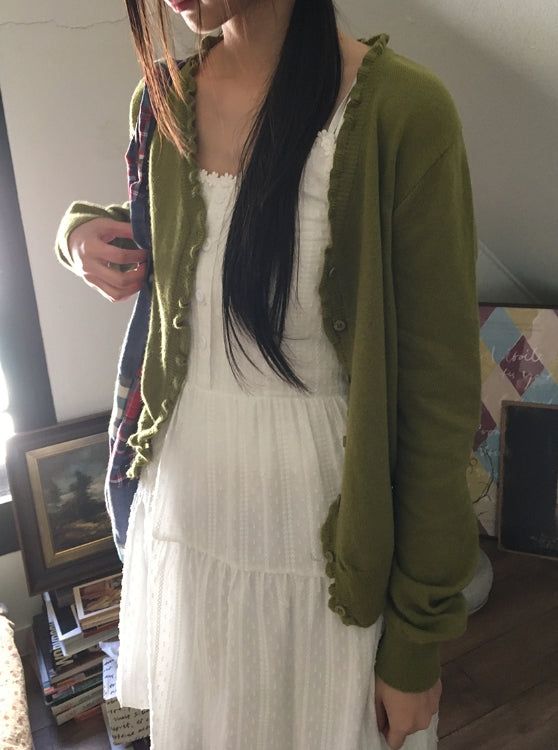 Rico Frill V-Neck Knit Cardigan