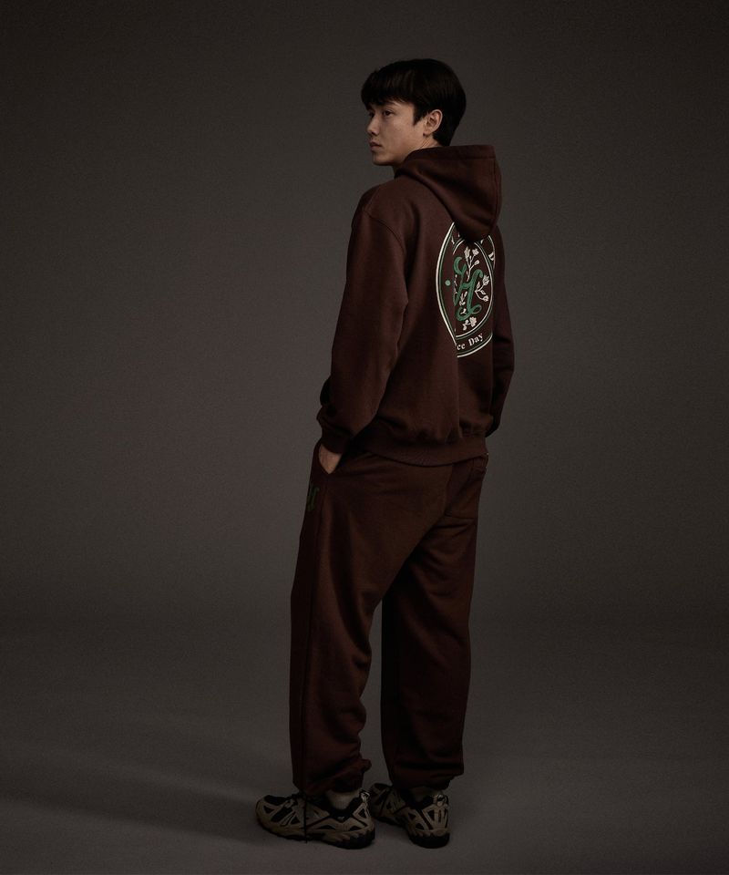 HAAND LOGO GRAPHIC HOODIE BROWN