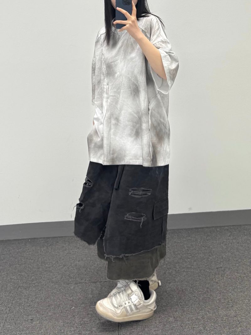 camo destroyed double shorts