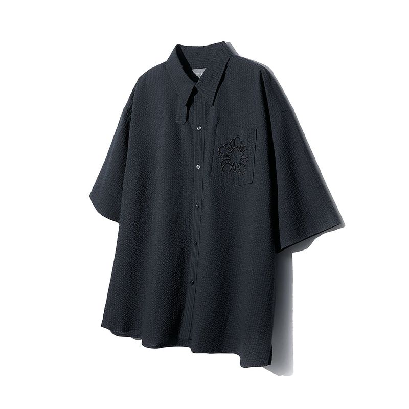 [24SS LSD COLLECTION] Cotton Seersucker Short-sleeve Shirt_Charcoal