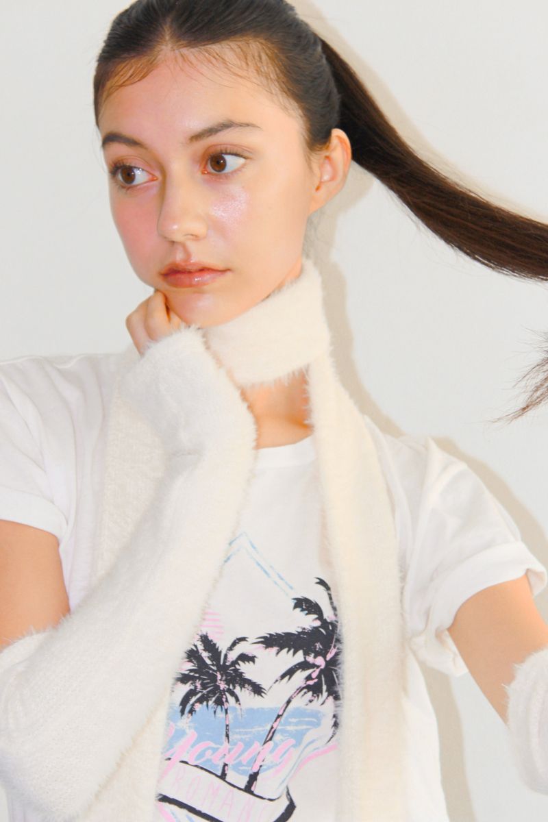 FUR KNIT LONG MUFFLER / IVORY