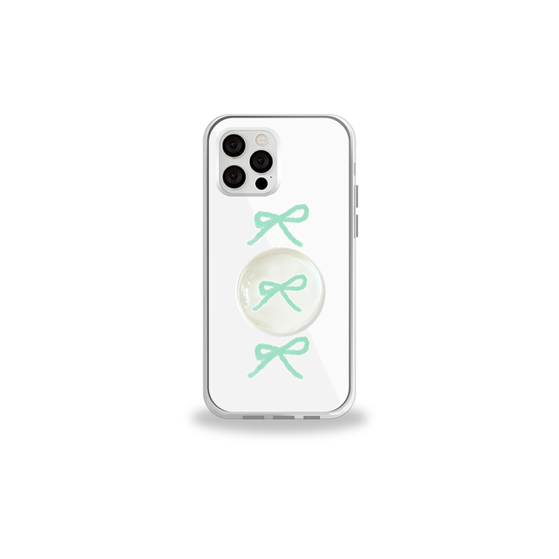[セット] プレゼントシリーズ：ミントリボンフォンケース + スマホグリップ