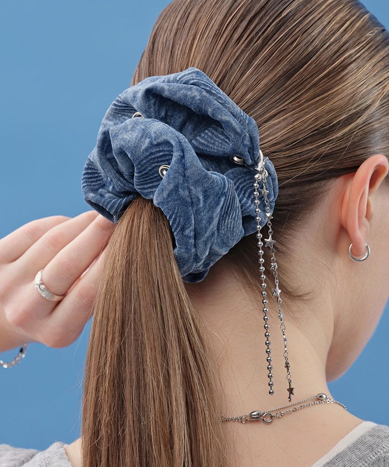 XANADU（ジェナドゥ）の「デニム アイレット シュシュ（ヘアアクセサリー）」