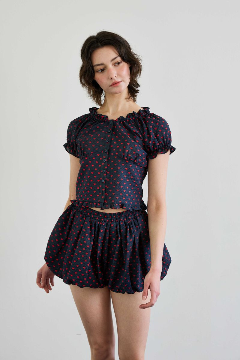 MINI HEART TWO WAY BLOUSE / NAVY