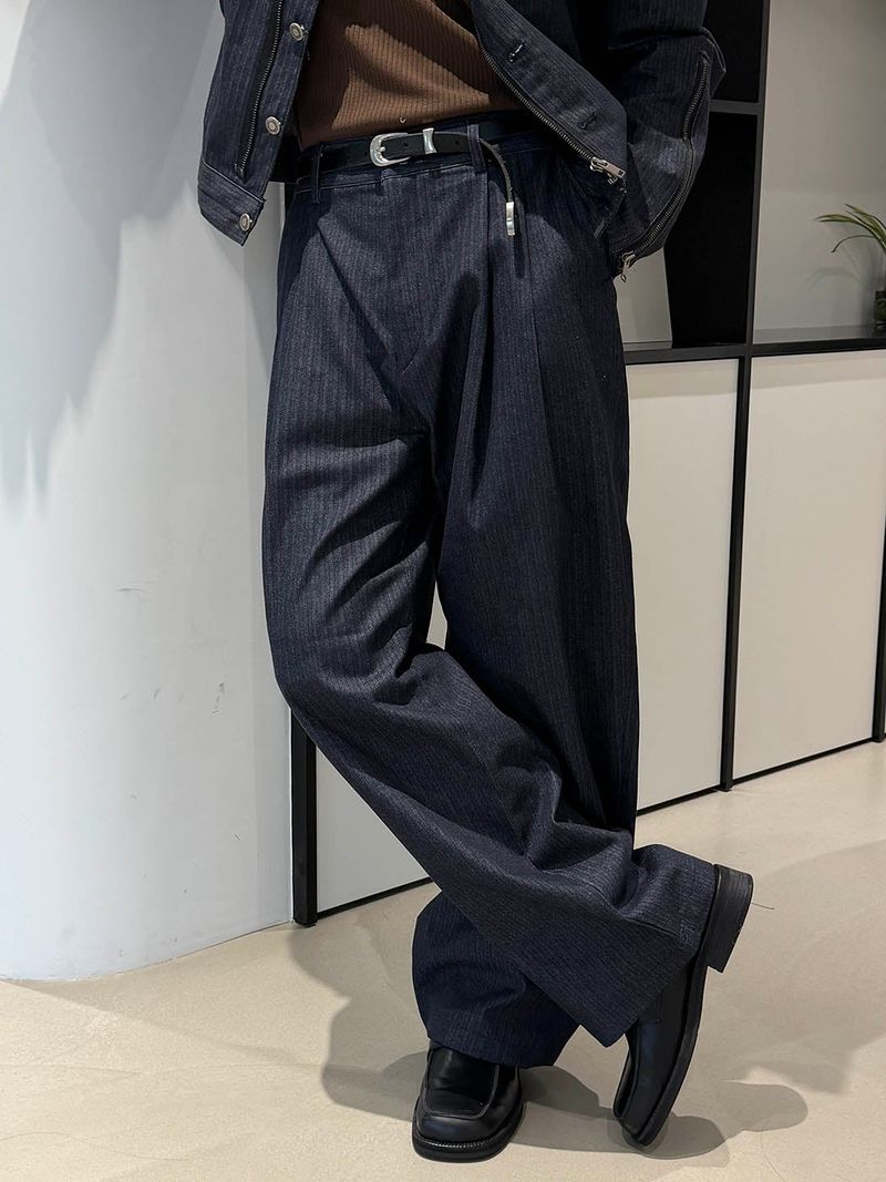 [SET UP가능] Non pade herringbone denim slacks(2color)