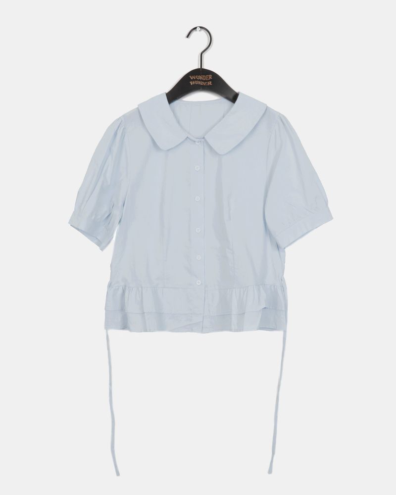 Saon Round Collar Frill Puff Blouse