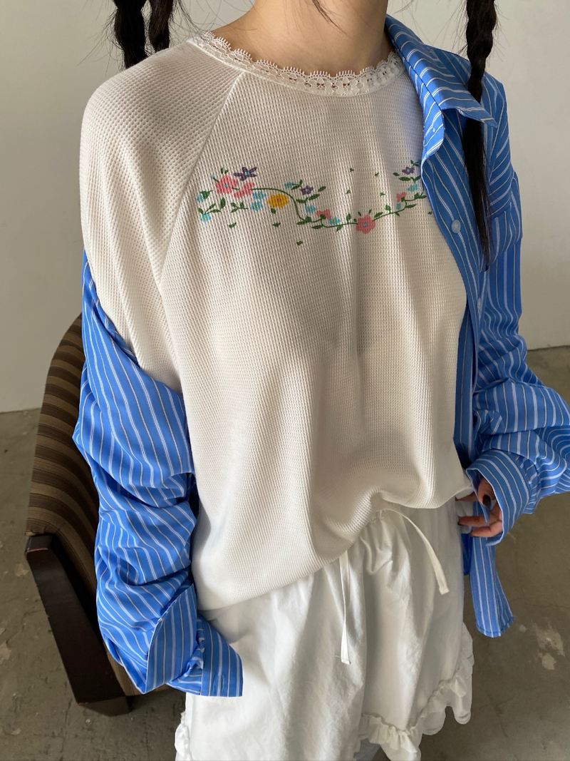 garden waffle lace T