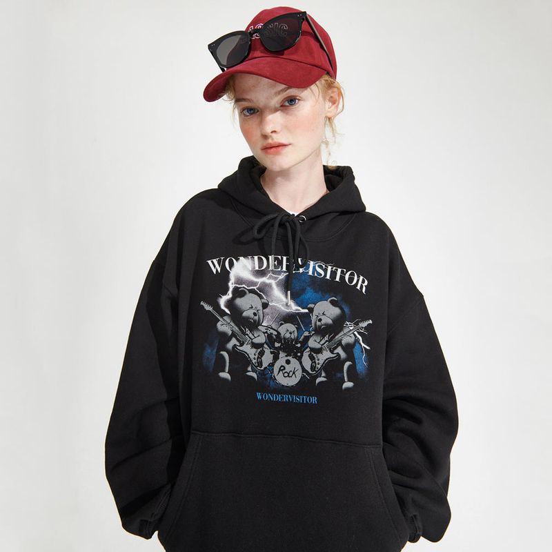 wonder visitor（ワンダービジター）の「Bear Metal Hoodie [Black]（Tops）」