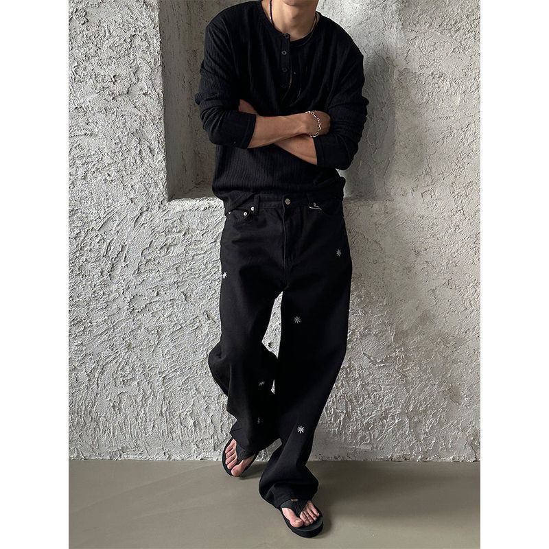 Minimal patch semi wide pants (3color)