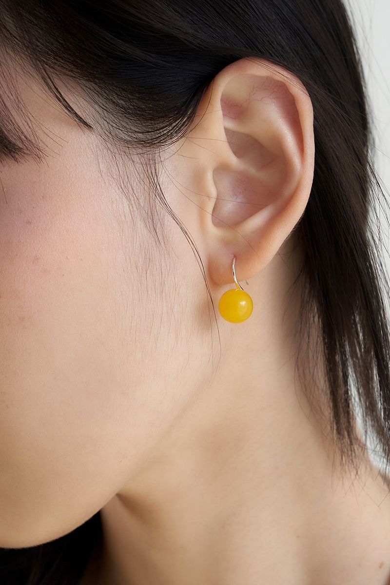 [silver925] amber ball hook earring