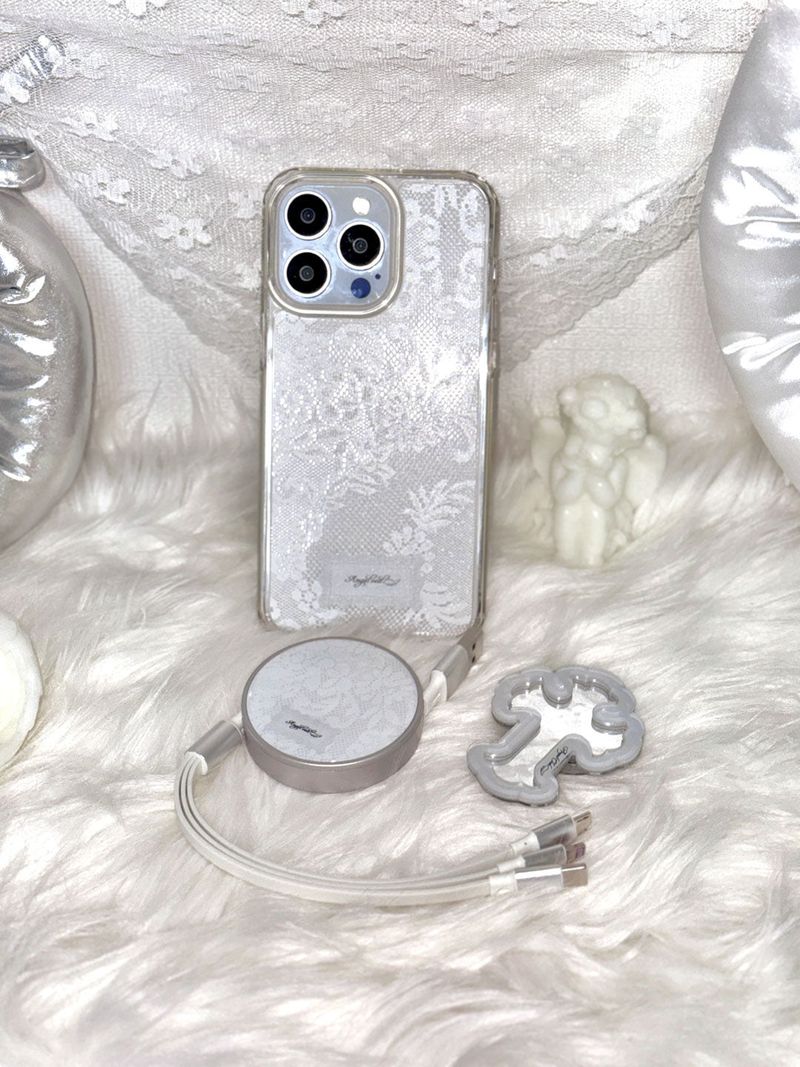 Angel Veil Lace Gel Hard Phone Case